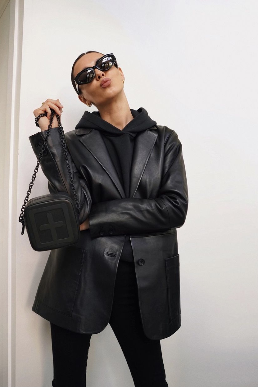 皮衣西装外套宽松显瘦pepamack