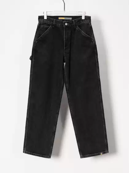 Baggy Black Washed Distressed Jeans Logger Pants Vintage Solid Color Minimalist Basic Commuter Kanye Style