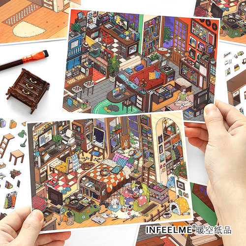 Infeel.Me我的小屋造景贴纸J人P人2.5D大尺寸手工diy场景装饰贴画