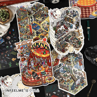 Infeel.Me今日营业中造景贴纸第十七弹2.5D微缩场景素材贴画复古