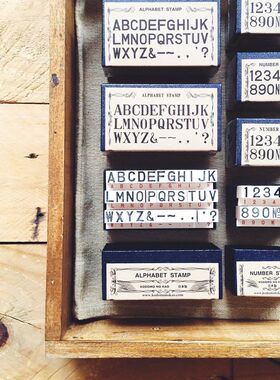 日本KODOMO NO KAO童颜木制印章手账图章复古字体明朝体字母数字