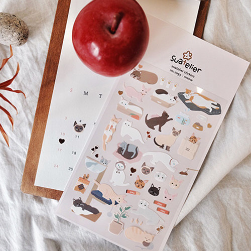 韩国SONIA动物平面贴纸日记手帐素材纸质PVC贴画泡棉猫咪狗狗恐龙,文具电教/文化用品/商务用品,贴纸/立体贴纸,淘宝优惠券,粉丝福利购,淘宝优惠卷