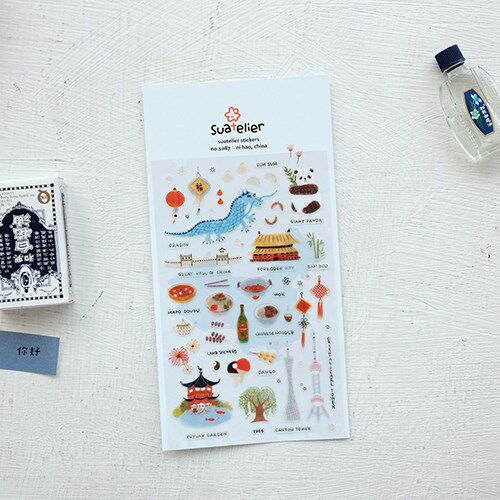 韩国文具sonia手帐素材整张平面贴纸 旅行中国东京首尔sweet home