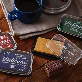 日本Tsukineko/月猫金属印台Delicata多用印台大号橡皮章印泥金色