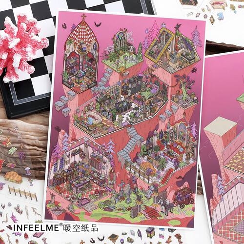 Infeel.Me暖空正品我的小屋第三十九弹造景贴纸2.5D超大版diy拼贴