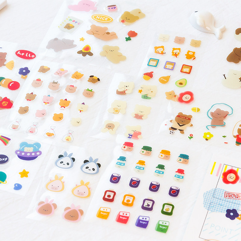 bear饼干小熊pvc贴纸卡通可爱变装熊熊零食diy手账本日记装饰贴画