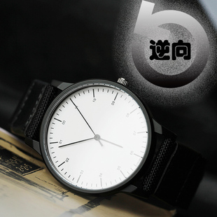 创意礼物 译时Enmex 创意脑洞设计 帆布带逆向手表 反方向的钟表