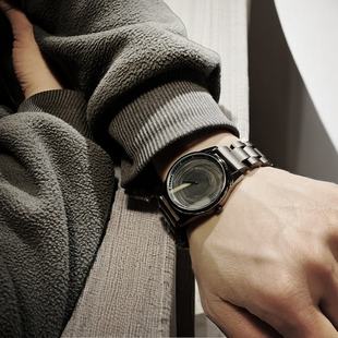 Enmex创意天然原木腕表简约神秘感黑檀木表带 送长辈男友礼物手表