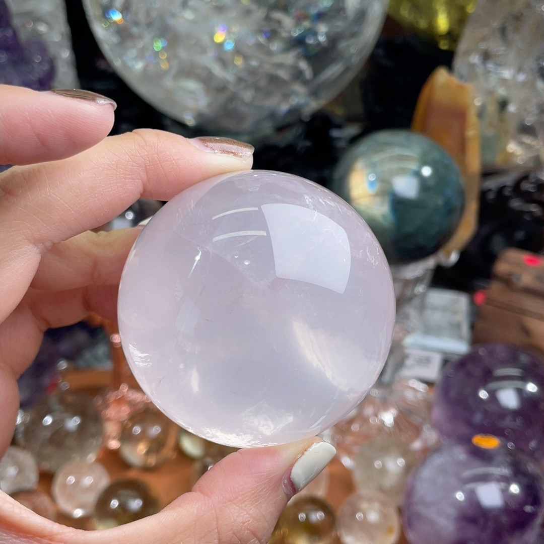 粉水晶球56.6mm+ 开启心轮力量,家居饰品,装饰摆件,淘宝优惠券,粉丝福利购,淘宝优惠卷