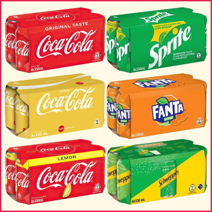 香港版可口可乐*8罐 柠檬可乐 雪碧芬达忌廉汽水夏季冰爽碳酸饮料