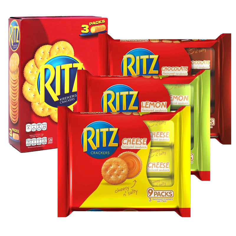 印尼进口卡夫RITZ乐之芝士柠檬夹心饼奶酪饼干243g独立9小包零食