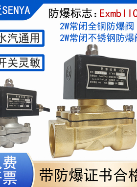 常闭全铜防爆电磁水气阀煤气阀天然气不锈钢控制阀4分AC220VDC24V