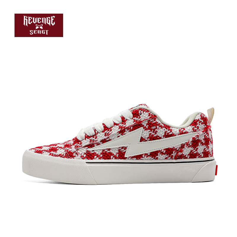 REVENGE X SENGT 洛杉矶闪电联名限定千鸟格面包鞋情侣款潮牌板鞋