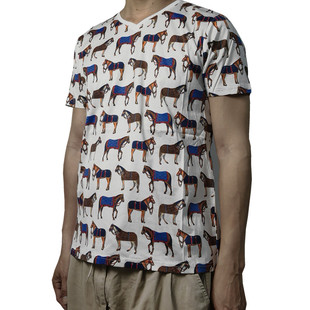 包邮 库存弹力丝光棉夏季 T恤Y165 剪裁小V领口精神小伙短袖 清爽修身