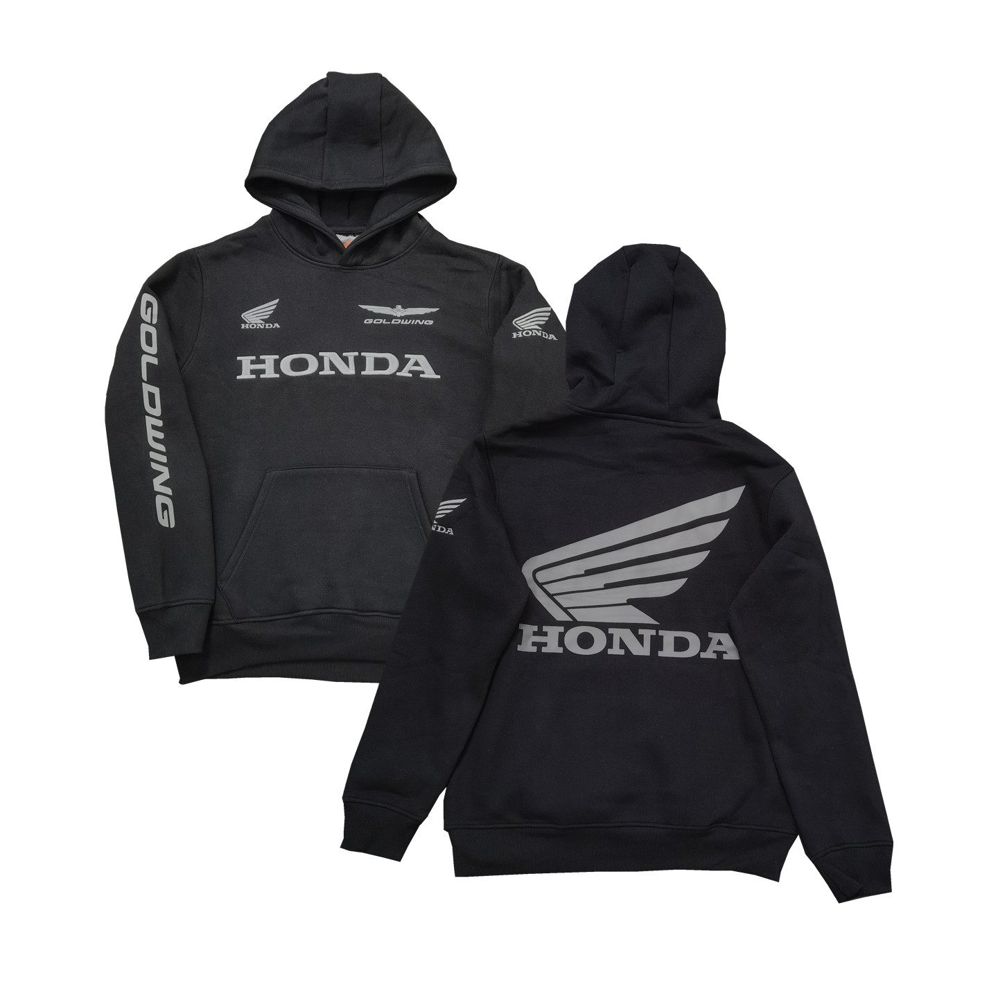 骑行高品质大飞翼前后印花精美字母刺绣宽松连帽套头卫衣Y022