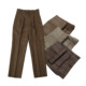 复古双褶皱漂亮暗格纹羊毛混纺厚实质感微锥剪裁直筒休闲长裤 K855