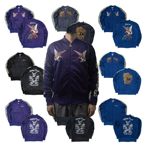 日式复古横须贺刺绣单层拉链夹克