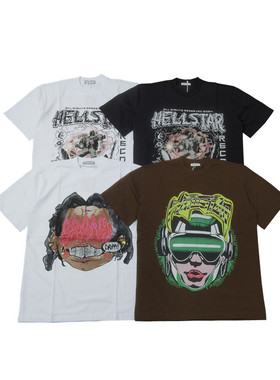 280克重磅全棉前后印花美式街头嘻哈宽松圆领短袖T恤Y397包邮男潮