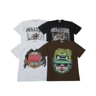 包邮 T恤Y397 男潮 街头嘻哈宽松圆领短袖 280克重磅全棉前后印花美式