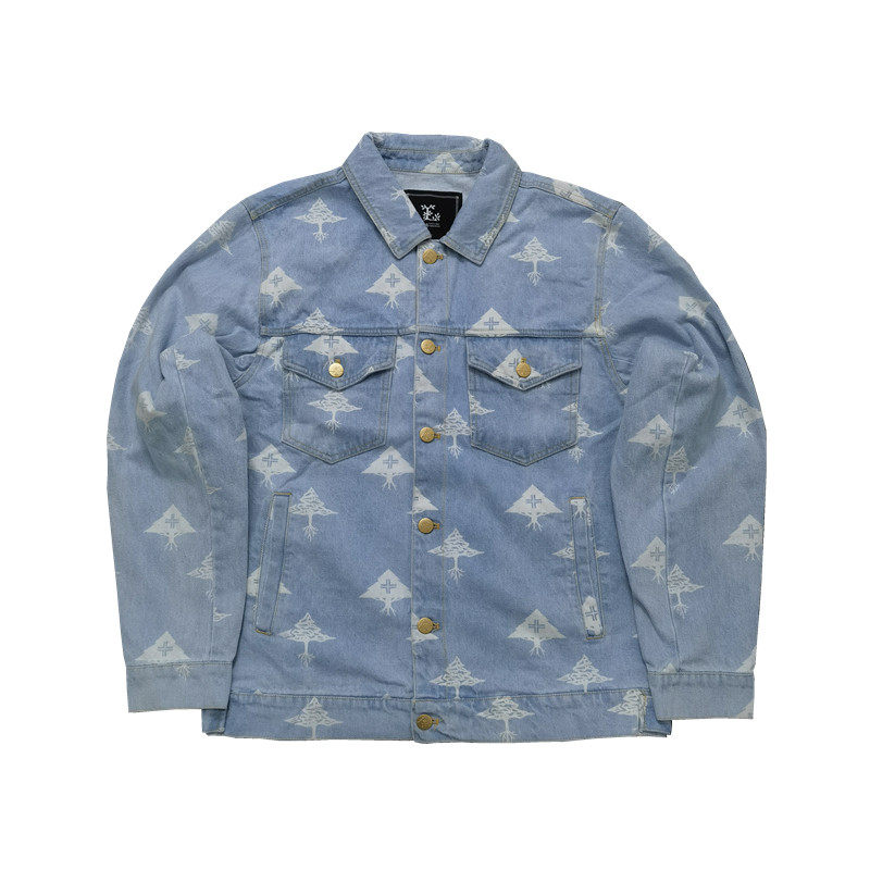 美式复古嘻哈老牌前后满印水洗浅蓝翻领牛仔夹克外套Y428包邮男,男装,夹克,淘宝优惠券,粉丝福利购,淘宝优惠卷