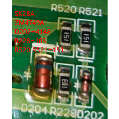 贴片电阻SK2BA空调稳压ZM4749A变频色环二极管D204主板维修