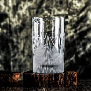 日式 ZGNO 刻花带嘴玻璃调酒器鸡尾酒搅拌杯调酒混合杯Mixingglass