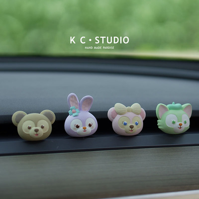 可爱卡通蝴蝶结熊特斯拉model3/y车载香水香薰车内出风口扩香石摆