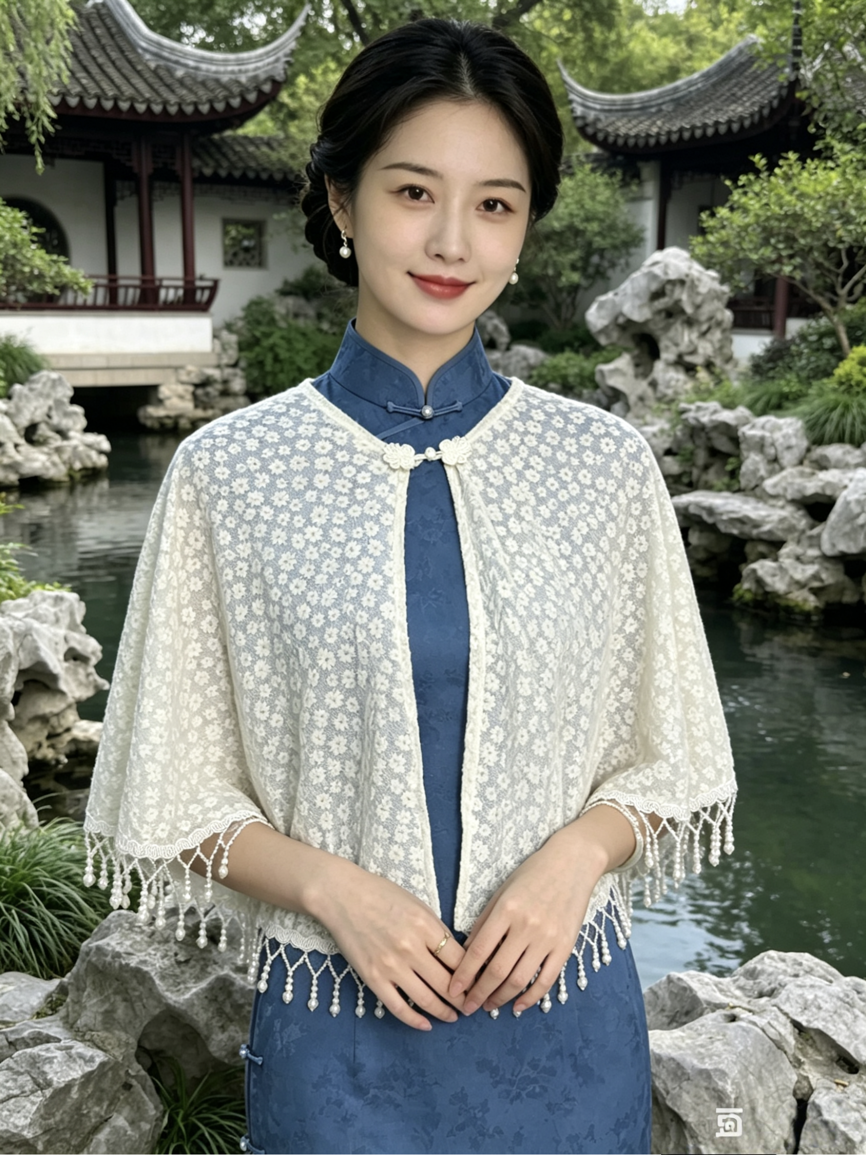 2026春夏新款中长款披肩斗篷旗袍连衣裙清新文艺改良旗袍少女