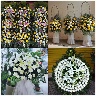 天津宁河区静海区蓟州区白事花圈清明菊花束追悼丧事花蓝同城速递