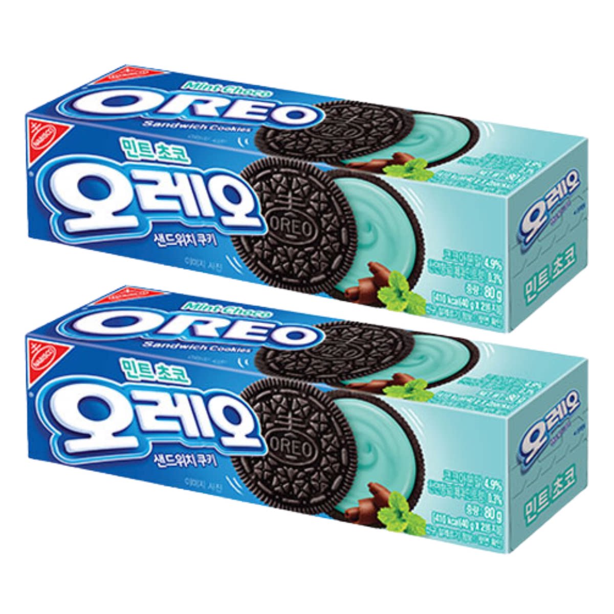 Oreo薄荷朱古力夹心曲奇2件盒韩版休闲食品办公室零食解馋食品80G