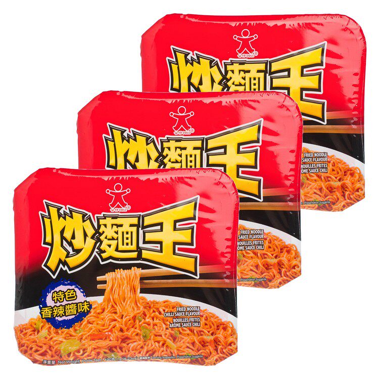 特选公仔 炒面王-特色香辣酱味120gx3 早餐方便碗面 宵夜泡面速食