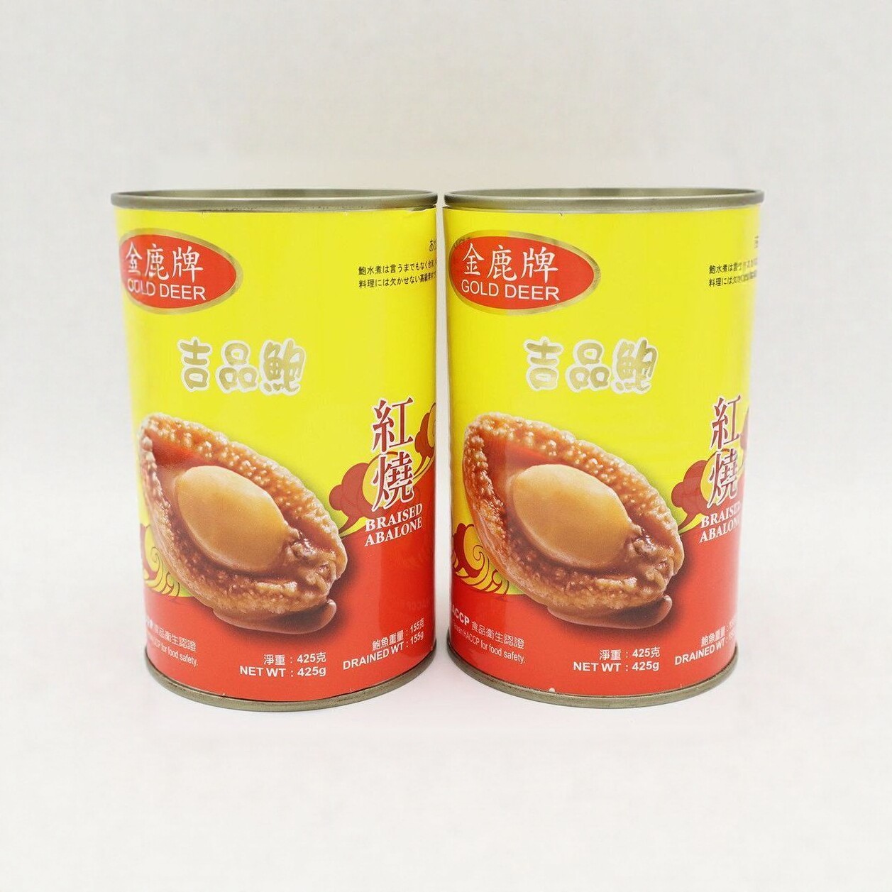 金鹿牌 台湾红烧吉品罐头鲍鱼14只装425g×2伴即食面盘菜点心食材