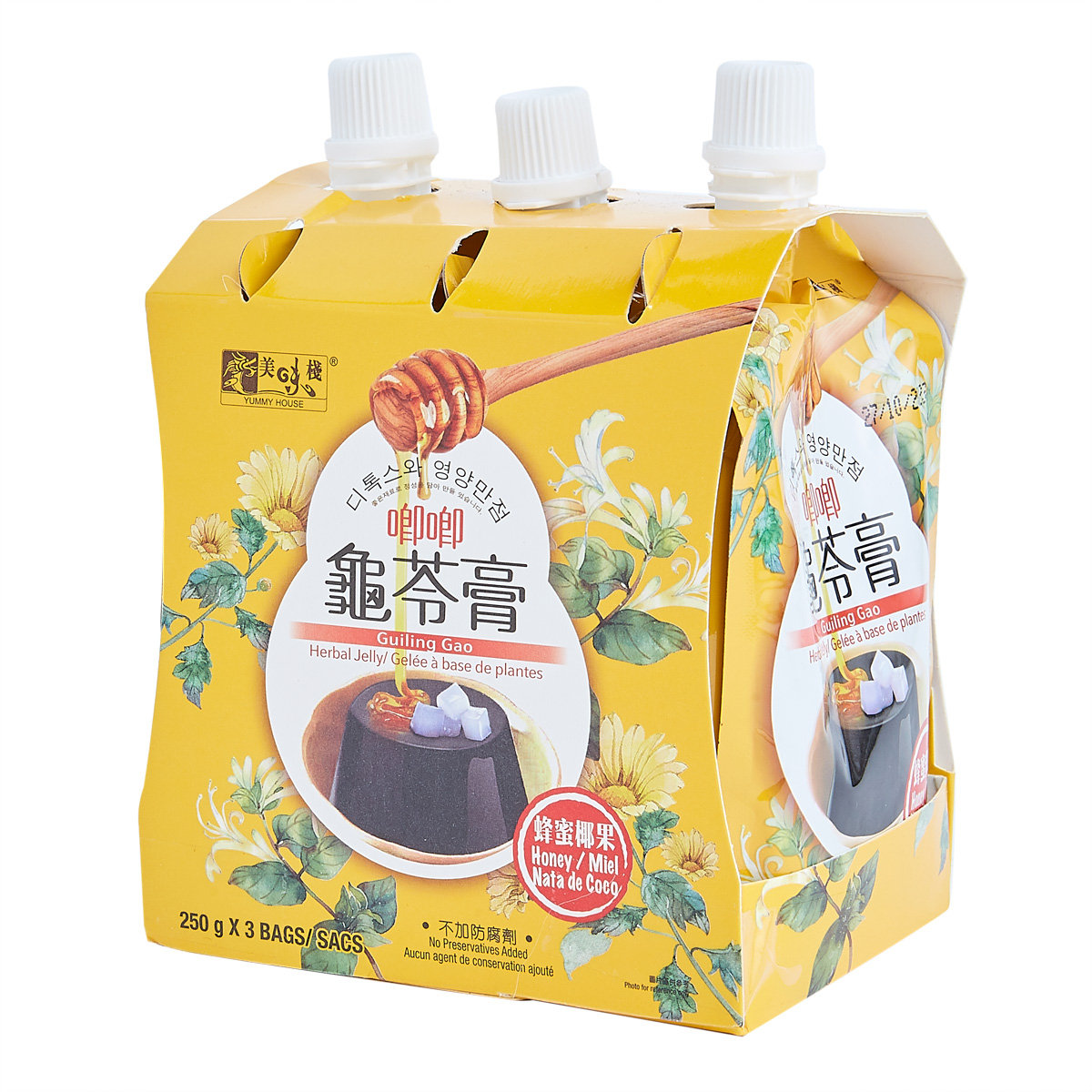 美味栈 蜂蜜椰果唧唧龟苓膏清热养阴250克x3包植物果冻蜂茶膏尽快