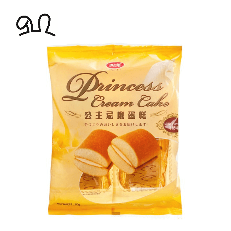 四洲 - 公主忌廉蛋糕仔 (牛奶味) 90g (15g X 6 个 ) 零食