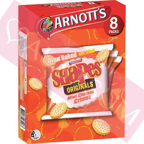 雅乐思 Arnott's盒装迷你鸡肉卷饼干200g休闲食品8包苏打饼干进口