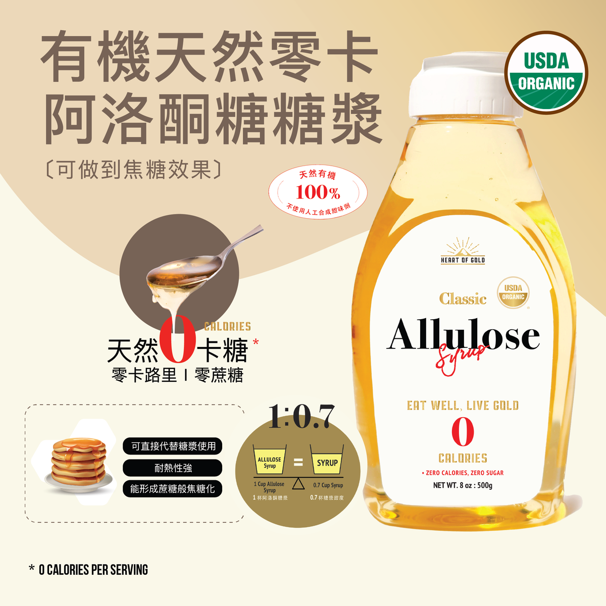 HEARTOFGOLD【有机糖浆】0卡无糖阿洛酮糖糖浆无糖糖浆天然零卡糖