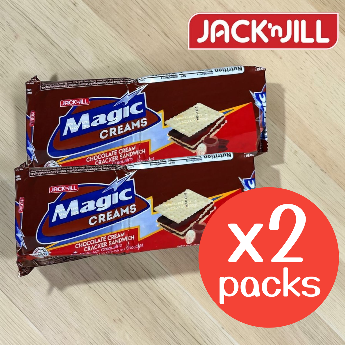JACK'nJILL珍珍 进口Magic Cream朱古力夹心饼280gx2办公休闲零食