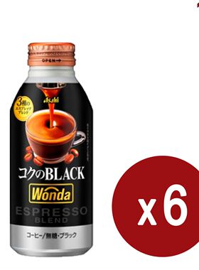 朝日Asahi Wonda极浓无糖黑咖啡樽装6樽x400克办公室即饮咖啡浓郁
