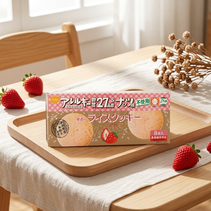 尾西食品 无麸质草莓味曲奇曲奇饼干夹心盒装日本进口松脆8枚入版