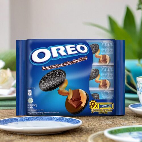 印尼奥利奥OREO 进口花生酱夹心巧克力软曲奇饼干256克休闲零食品