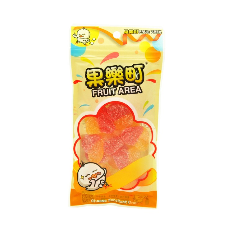 香港进口FRUIT AREA 夹糖-酸砂桃心橡皮糖学生儿童零食小吃 85G