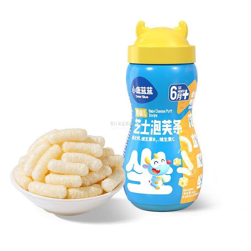小鹿蓝蓝香港进口3瓶优惠装6月+婴幼儿宝宝起司泡芙条小零食42g版