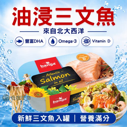 banga 进口油浸三文鱼120g生酮无糖健康即食三文鱼罐头健身omega3