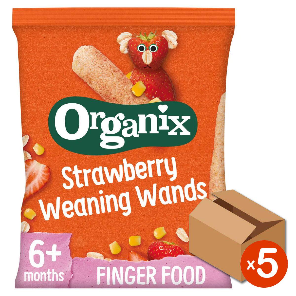Organix香港进口有机士多啤梨Strawberry婴儿泡芙棒零食5包优惠装