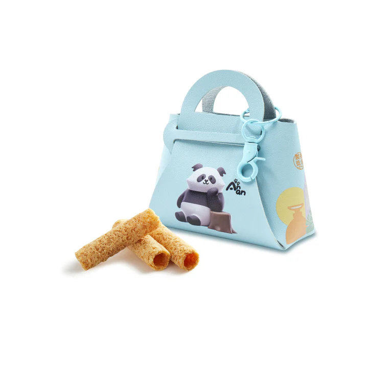 进口皇玥 熊猫精品熊猫小手袋精品礼盒安安蓝色3件装椰汁蜂巢蛋卷