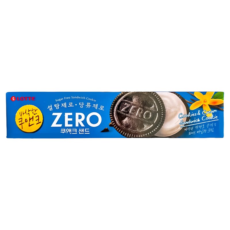 乐天 韩国ZERO奶油曲奇夹心饼96g办公室零食低卡无负担香浓香草味