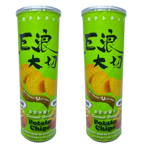 EDO Pack 巨浪大切紫菜味薯片桶装绿150克X2休闲食品小吃开袋即食