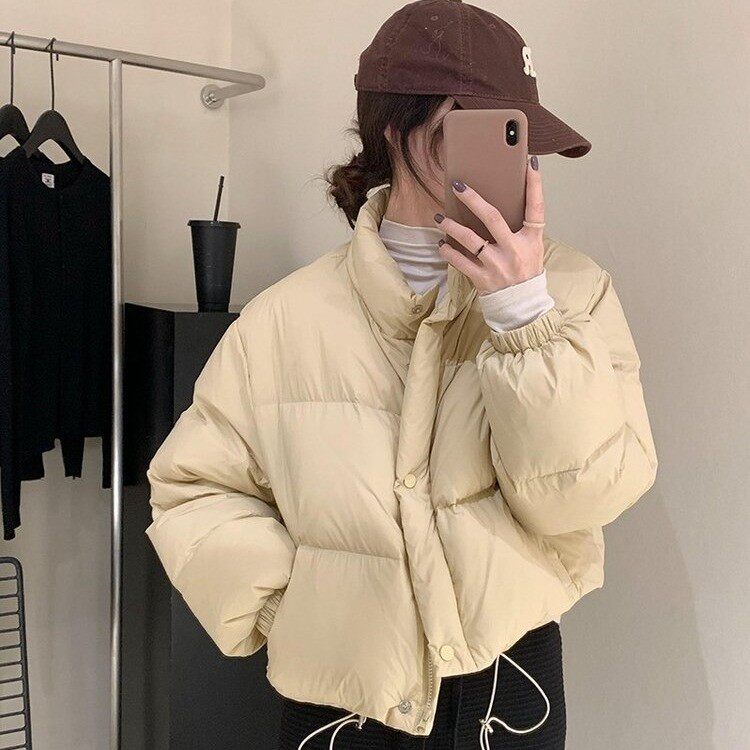 2025冬季新款面包服女立领小个子秋冬短款棉服奶黄色棉衣保暖外套