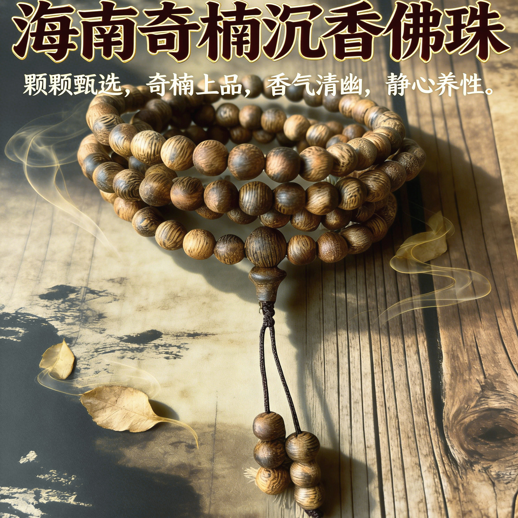 海南奇楠沉香佛珠手串清幽静心