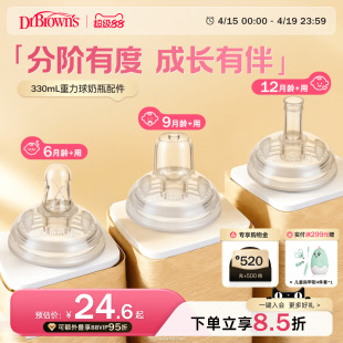 重力球吸管吸嘴配件套装 仅适用布朗博士330mlPPSU重力球奶瓶